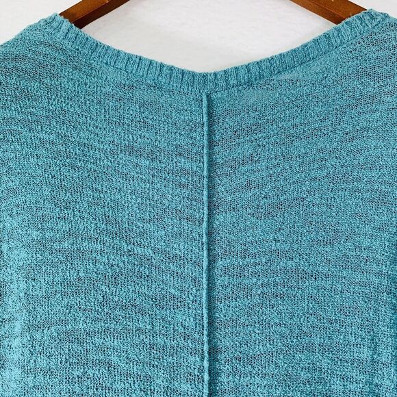 Loft Sweater Women Small Turquoise Tunic Boat Neck Side Slit Coastal Mermaid - Picture 8 of 10